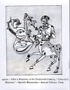 Centaur，来自Liber de Stellis Fixarum，来自中世纪和文艺复兴时期的科学与文学插图，由Paul Lacroix编写和雕刻，1878年 作者 西班牙语学校